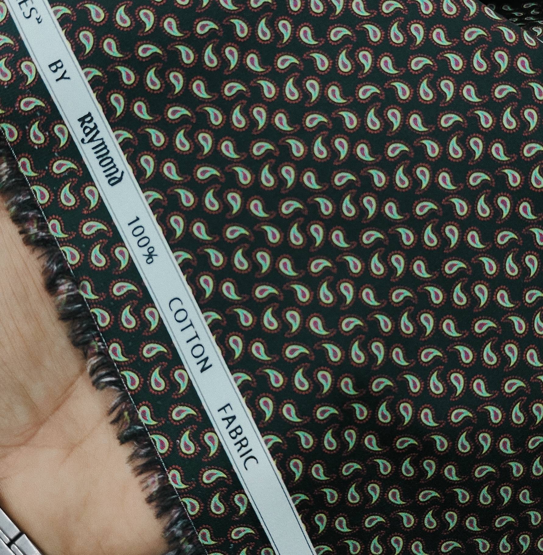 Shirt Fabric Raymond Premium Giza Cotton Digital Printed Colour Green